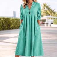 Nouvelle Robe Décontractée Ample et Tendance en Coton-Lin Style Vintage pour Femme, Modèle Européen-Américain, Collection Automne, avec Empiècements