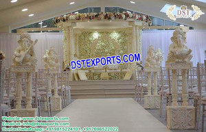 Boda Aisleway Pilares de pavo real con estatuas de Ganesha fibra Gujarati boda entrada pasarela Decoración - Product Image 4