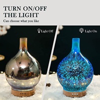 Diffuseur d'huiles essentielles ultrasonique en verre 3D, humidificateur à brume fraîche, lumière LED 7 couleurs, capacité de 100 ml, utilisation domestique, portable, sur table