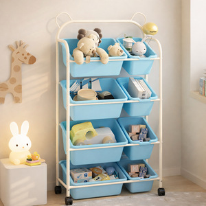 Organizador de juguetes de 4 niveles, estantería móvil con ruedas para habitación infantil, armario de almacenamiento de juguetes, contenedor de clasificación multifuncional - Product Image 3