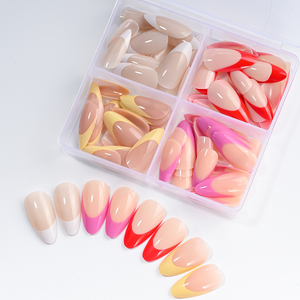 96 pièces/boîte acrylique français faux ongles amande pointe 4 grilles rose <span class=keywords><strong>rouge</strong></span> <span class=keywords><strong>blanc</strong></span> faux ongles artificiels <span class=keywords><strong>Gel</strong></span> doux court presse sur les ongles - Product Image 6