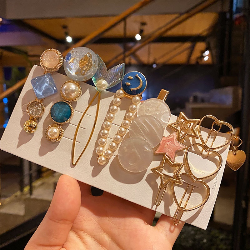 Популярные наборы заколок для волос Элегантные акриловые заколки для волос с геометрическим жемчугом