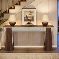 Meuble de salon : Table console, table d'entrée en bois style ferme avec pieds épaissis, table de canapé étroite et longue de 63 pouces