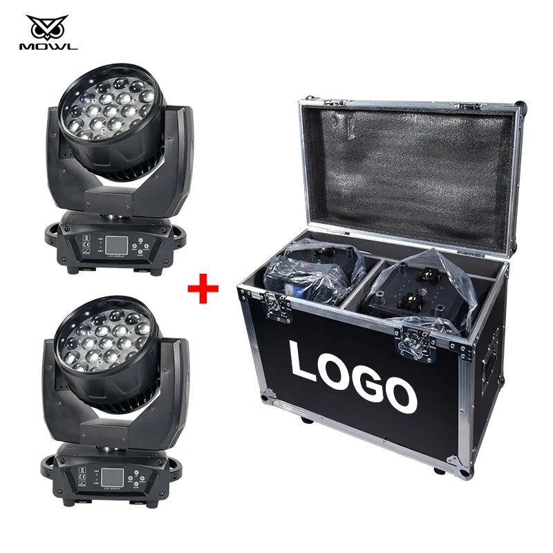 MOWL 2 шт. 19x15 Вт DMX 19*15 RGBW 4 в 1 зум мойка светодиодный движущийся головной свет с летным чехлом
