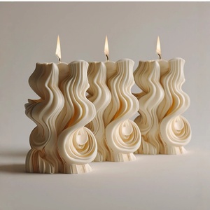 Ocean Wavy Resin Candle Mold Pillar Silicone Mold For Home Decoration <b>Scented</b> Candle Mould Non <b>Stick</b> Reusable - Product Image 2