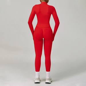 Conjunto de Yoga de 3 Piezas Elástico para Mujer, <span class=keywords><strong>Leggings</strong></span> de Gimnasio y Fitness, Chaqueta de Yoga con Cierre, Servicio de Personalización con Logotipo - Product Image 6