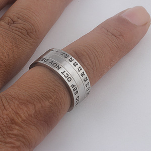 Anillo de calendario de acero inoxidable, banda giratoria de 8 mm con fecha, regalo de joyería unisex - Product Image 2