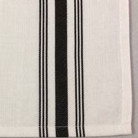 Serviettes de table en polyester 100% - Serviettes tissées blanc cassé avec rayures verticales noires - Ensembles pour hôtel, restaurant, café
