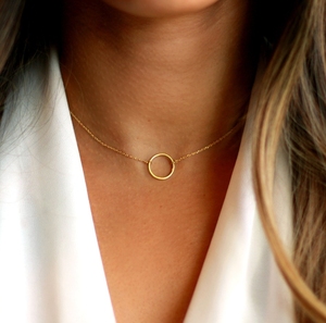 Collana in acciaio inossidabile eternità collana cerchio aperto collana cerchio cerchio minimalista anello gioiello ciondolo placcato oro - Product Image 5