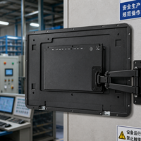 Boîtier de protection industriel noir personnalisé pour moniteur avec découpes pour ports, fixation VESA pour terminal d'affichage tablette OEM