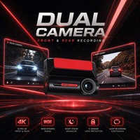 Caméra embarquée 4K double objectif DVR WiFi avec contrôle par application, écran IPS 3 pouces, batterie 200 mAh, Type-C, 128 Go, Time Lapse, Auto, 1 an de garantie