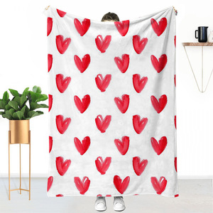 Manta de <span class=keywords><strong>aire</strong></span> acondicionado Día de San Valentín <span class=keywords><strong>Amor</strong></span> Manta de franela Impresión digital Siesta Sofá cama Manta suave - Product Image 1