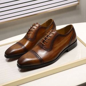 Zapatos Oxford Formales de Negocios para Hombre, de Piel Genuina de Alta Gama, con Punta Redonda, Estilo Británico, con Punta de Acero, para Otoño, Estilo Retro - Product Image 3