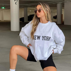 Haute qualité impression personnalisée français éponge sweat femmes 2023 pull surdimensionné sweat à col rond pour les femmes - Product Image 1