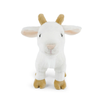 Peluche super mignonne de 20 cm en position debout, chèvre des montagnes blanche, vache brune