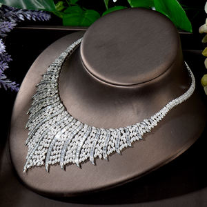 हाइवेव बड़ी निगेरिया <span class=keywords><strong>2</strong></span> पीसी ज्यामितीय डिजाइन हार और इयररिंग सेट महिला दुल्हन शादी के गहने सेट पार्टी एक्सेसरीज N-32 - Product Image 5