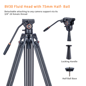 Trípode Profesional Cayer BV30, el Más Vendido, <span class=keywords><strong>para</strong></span> Cámaras SLR, <span class=keywords><strong>DSLR</strong></span> y Videocámaras, con Cabezal Fluido y Bolsa de Transporte - Product Image 2