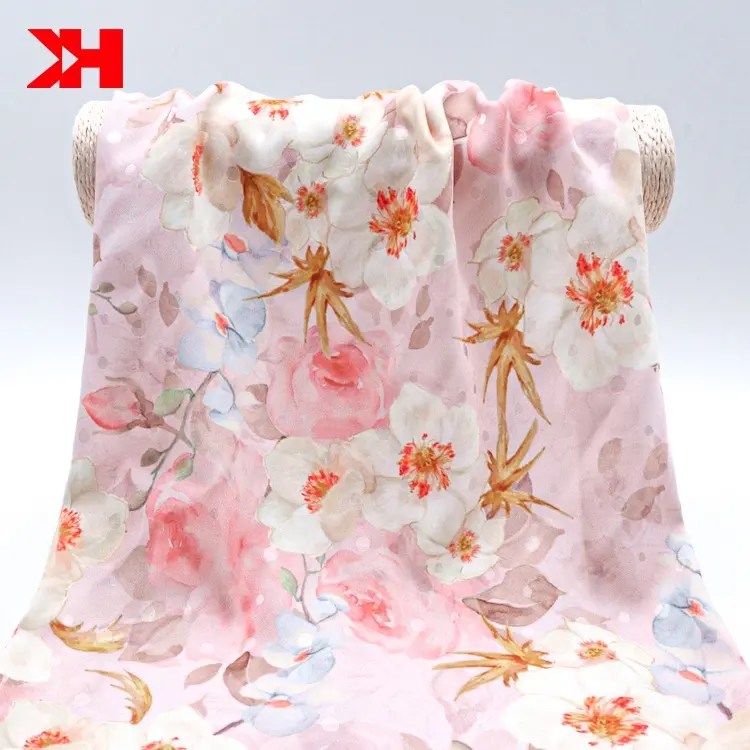 Kahn Woven 100% Polyester Fabric Satin Silk Printed Fabric For Skirt