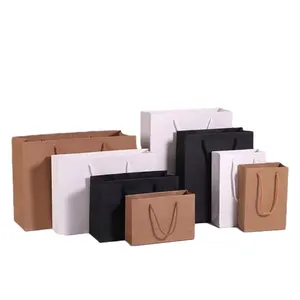 ショッピング用ハンドル付きの新しいカスタム印刷リサイクル高級ギフトブラウンクラフト紙袋