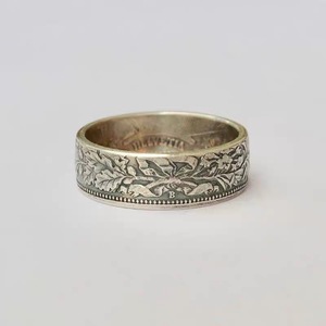 Bague tendance en gros avec pièce de <span class=keywords><strong>2</strong></span> <span class=keywords><strong>francs</strong></span>, motif étoile d'Edelweiss, bague modifiée unisexe pour couple, style personnalisé, vente chaude - Product Image 1