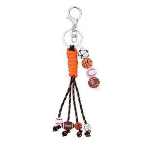 Sports Series Hand Woven Rope Rugby <b>Baseball</b> Football Charm Keychain Bag Accessories - Product Image 1