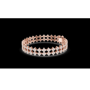 Bracelet pour femme en or géométrique floral avec diamants de laboratoire cultivés, fabriqué en or 14K 18K, avec un motif floral unique, cadeau de fête - Product Image 5