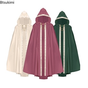 Mantello Gotico Medievale con Cappuccio per Adulti, Costume da Diavolo, Vampiro, Mago, Monaco, <span class=keywords><strong>Strega</strong></span>, Sacerdote, Pastore, Abito per Cosplay di Halloween - Product Image 1