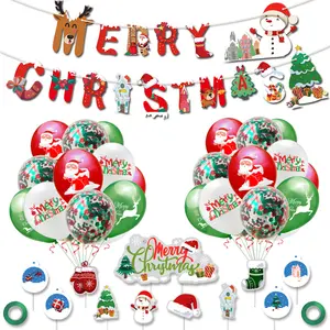 Nicro Weihnachtsparty-Dekoration Bannern Ballons frohe Weihnachten Ornamente Dekor Stand Heimhintergrund Dekorations-Set