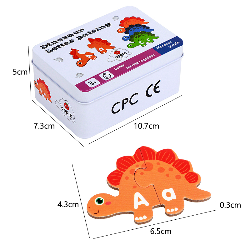 Puzzle d'apprentissage de boîte en fer dinosaure