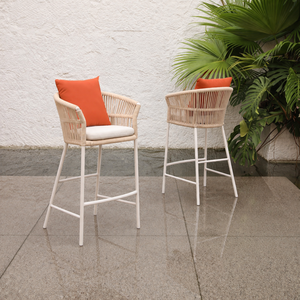 Juego de Sillas de Bar <span class=keywords><strong>con</strong></span> Estructura de Aluminio y Cuerda Tejida para Exteriores, Ideal para <span class=keywords><strong>Hoteles</strong></span> y Villas, Muebles de Jardín - Product Image 2