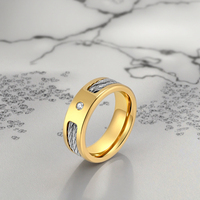 Bague en acier inoxydable avec câble métallique incrusté de zircons de luxe léger Vente en gros de bijoux à la main de qualité pour le commerce électronique transfrontalier