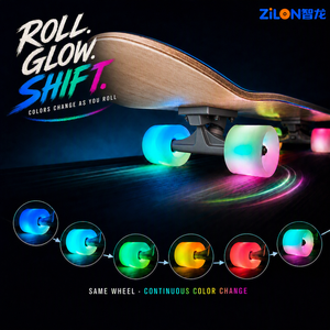 ล้อสเก็ตบอร์ด PU LED กระพริบเปลี่ยนสี <span class=keywords><strong>ราคา</strong></span>โรงงาน ไฟเปลี่ยนสี ล้อลองบอร์ดเปลี่ยนสีได้ รับทำโลโก้ตามสั่ง ขายส่ง OEM - Product Image 2