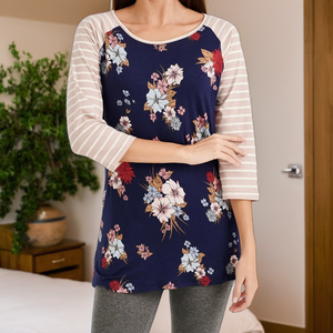 Camiseta informal floral de verano para maternidad y lactancia, camisetas modales tejidas fáciles de amamantar, suaves y cómodas, suministro a granel - Product Image 1