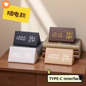 Relógio Despertador Digital Eletrônico LED Simples, Silencioso, Controlado por Voz, com Exibição de Temperatura e Umidade, Brilha no Escuro - Product Image 2