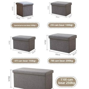 Space-Saving Linen Fabric Clothing <strong>Storage</strong> Ottoman Bench Foldable Seat Footrest Shoe Bench End of Bed <strong>Storage</strong> <strong>Stool</strong> <strong>With</strong> Lid - Product Image 5