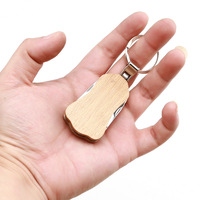 Nouveau couteau pliant miniature OEM DIY, outil multifonctionnel EDC pour le camping, clip en acier inoxydable, matériau en bois, ouvre-bouteille, modèle B09-M