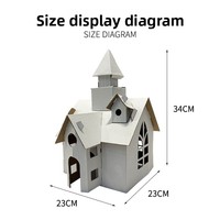 Vormontiertes Papphaus zum Bemalen Wellpappe-Schloss Spielhaus für Kinder DIY-Kritzel-Bauhütte Modell