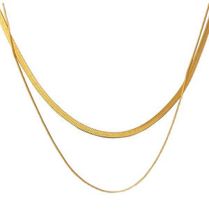 Collar de doble capa de acero inoxidable 316L personalizado, chapado en oro PVD de 14K y 18K, joyería fina de moda para mujer. - Product Image 5