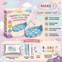 NUEVO Kit de Arcilla Seca al Aire para Manualidades Infantiles, Sin Horno, Mágica Bandeja de Arcilla con Diseño de Nube Arcoíris, Set de Arcilla para Modelar con Herramientas, Regalo de Arte
