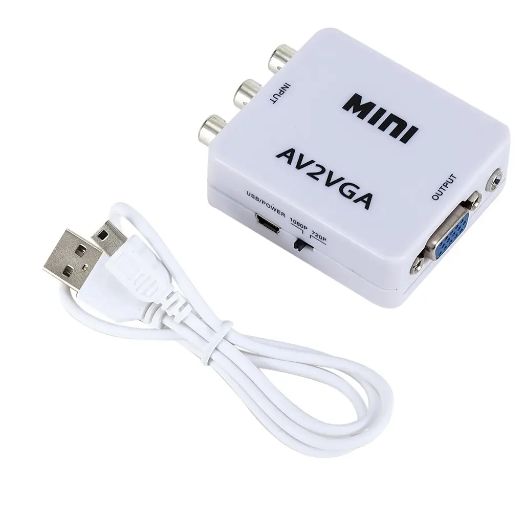 Convertidor de vídeo AV2VGA Mini, convertidor de vídeo RCA AV CVBS a VGA, convertidor de Audio de 3,5mm a PC HDTV