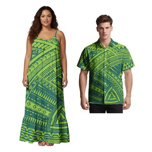 Conjuntos de Ropa a Juego para Parejas, Camisa Aloha para Hombre, Vestido Tipo Sling de Talla Grande para Mujer, Ropa Polinesia para Él y para Ella - Product Image 5