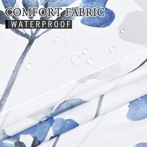 CF personnalisé <span class=keywords><strong>double</strong></span> couche détachable fleur imperméable polyester sans crochet rideau de douche tissu doublure ensemble en gros pour salle de bain - Product Image 6
