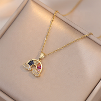 Creative Light Luxury Dream Colorful Sweet Rainbow Cloud Design Sentiment Collier en acier au titane