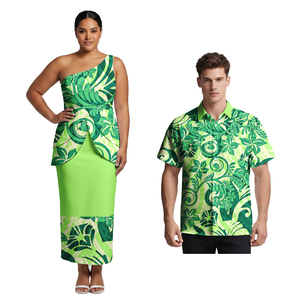 Ropa <span class=keywords><strong>de</strong></span> Pareja <span class=keywords><strong>de</strong></span> Estilo Polinesio, Camisas Casuales Hawaianas <span class=keywords><strong>de</strong></span> Talla Grande para Hombre, Diseño Tribal Samoano, Conjunto <span class=keywords><strong>de</strong></span> <span class=keywords><strong>2</strong></span> Piezas Puletasi para Mujer - Product Image 2