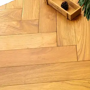 Suelo de madera de teca maciza multicapa para interiores, sala de estar de lujo, parqueta de espiga