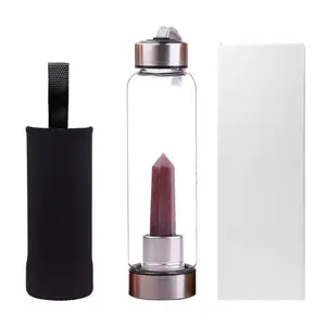 Nouvelle pierre de quartz de conception directe d'usine avec le grand prix dans la bouteille d'eau en cristal de rubis