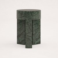 Table d'appoint en marbre vert naturel, structure solide à plateau rond, design de créateur, table d'appoint de salon, maison de rêve