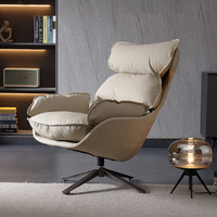 Fauteuil pouf moderne Boss Bubble pour salon, fauteuil pivotant de loisirs en cuir véritable durable, meubles de maison