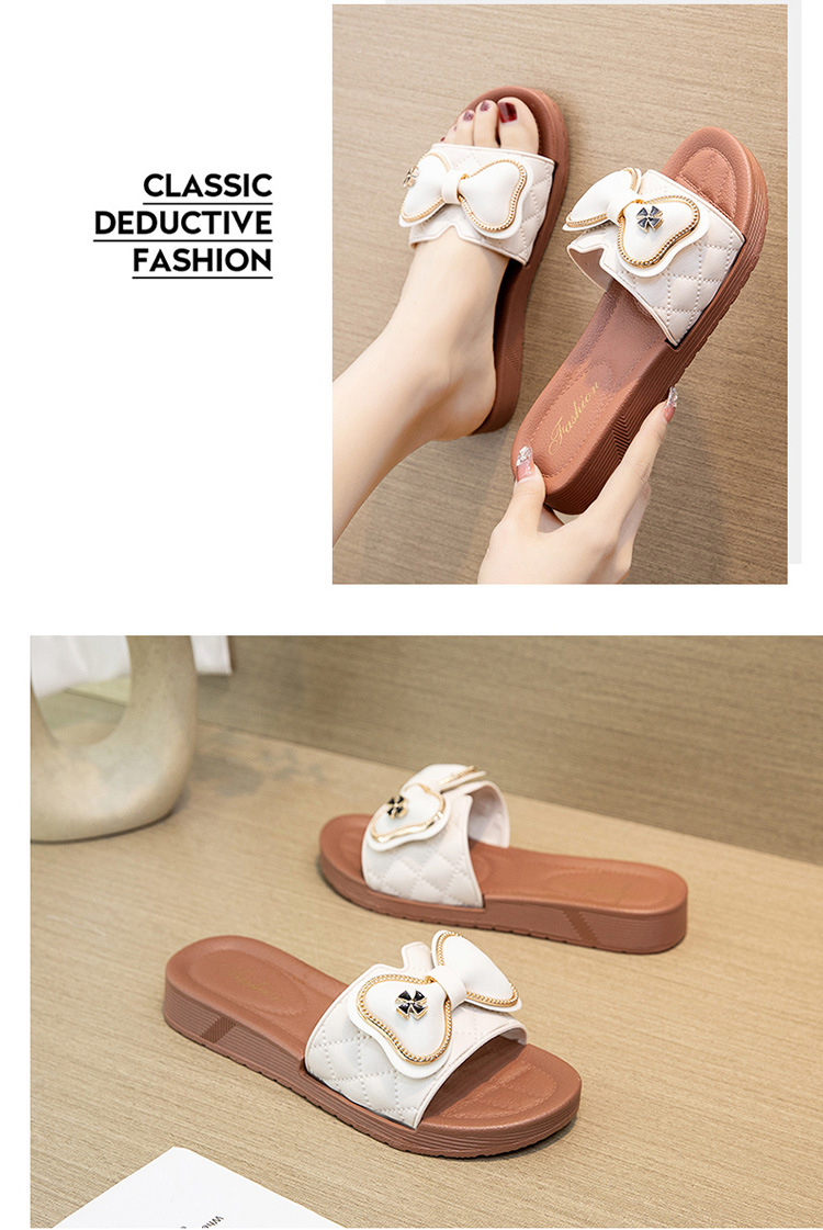 Summer Bow Sandals Lady Casual Shoes Non-slip Beach Flat Platform Slippers Women