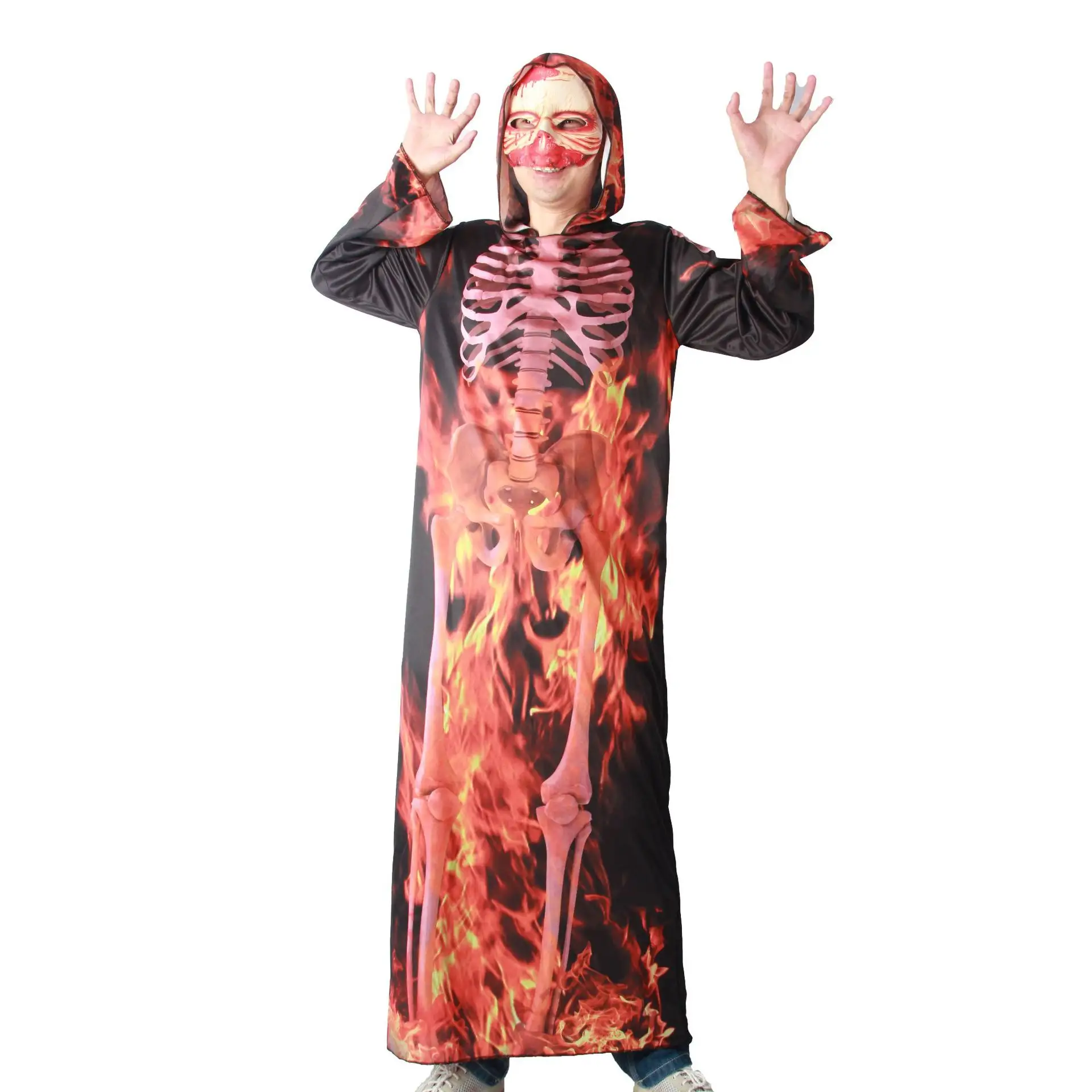 Halloween Grim Reaper Body Horreur feu Mort Cosplay Noir Cape Costume enfant adulte